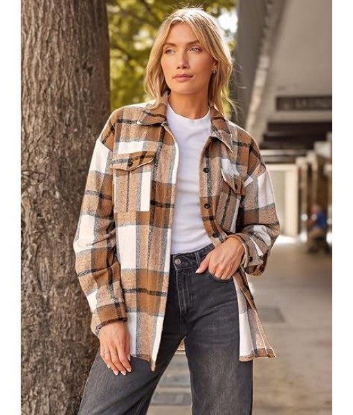 AUTOMET Womens Fall Outfits Fashion Clothes Shackets Flannel Plaid Button Down Long Sleeve Shirts Jackets
