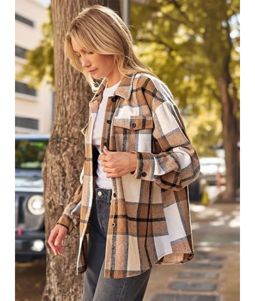 AUTOMET Womens Fall Outfits Fashion Clothes Shackets Flannel Plaid Button Down Long Sleeve Shirts Jackets