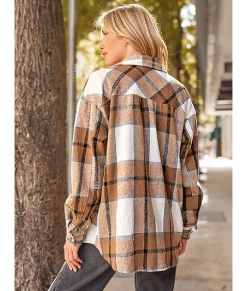 AUTOMET Womens Fall Outfits Fashion Clothes Shackets Flannel Plaid Button Down Long Sleeve Shirts Jackets