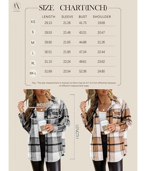 AUTOMET Womens Fall Outfits Fashion Clothes Shackets Flannel Plaid Button Down Long Sleeve Shirts Jackets