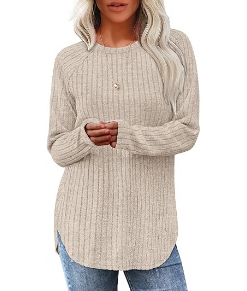 Saloogoe Long Sleeve Shirts for Women Tunic Tops for Women Loose Fit Dressy Crew Neck Pullover Basic Sweaters for Women