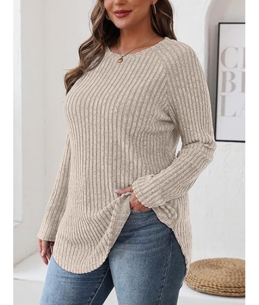 Saloogoe Long Sleeve Shirts for Women Tunic Tops for Women Loose Fit Dressy Crew Neck Pullover Basic Sweaters for Women