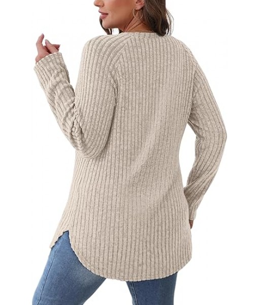 Saloogoe Long Sleeve Shirts for Women Tunic Tops for Women Loose Fit Dressy Crew Neck Pullover Basic Sweaters for Women