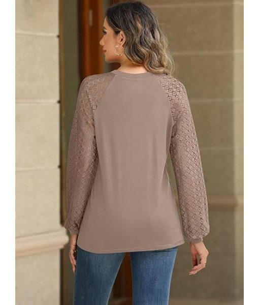 AUTOMET Womens Long Sleeve Shirts Lace Tops Business Casual Fall Fashion Outfits Clothes  Knitted Y2k Blouses