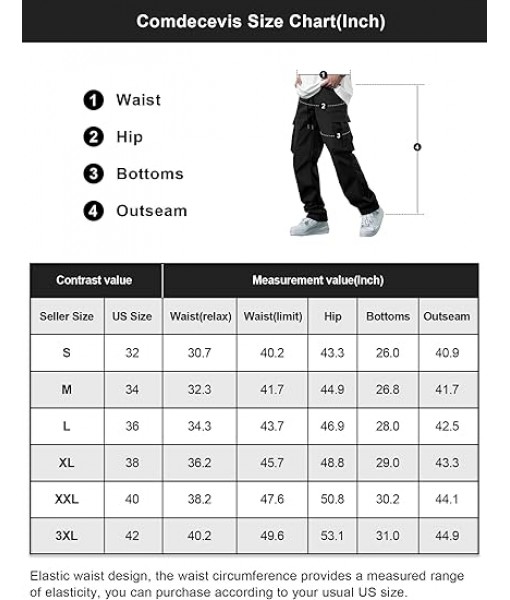 Comdecevis Men's Casual Cargo Pants Workout Joggers Stretch Sweatpants Hiking Drawstring Tactical Pants with Multi Pockets