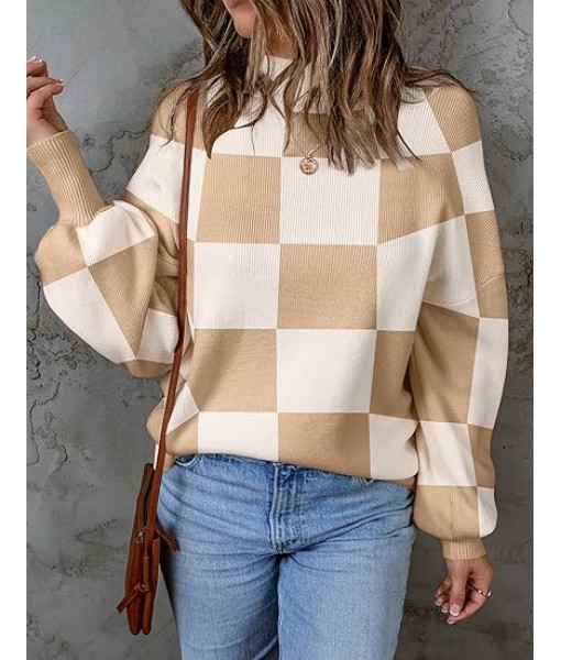 ZESICA Women's Fall Fashion Turtleneck Long Sleeve Striped Ribbed Knit Loose Pullover Sweater Tops