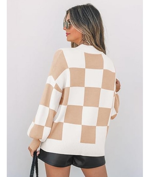 ZESICA Women's Fall Fashion Turtleneck Long Sleeve Striped Ribbed Knit Loose Pullover Sweater Tops