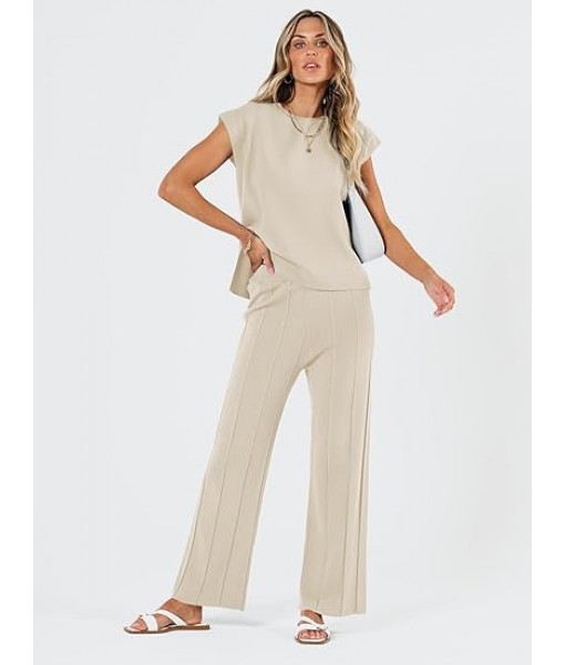 LILLUSORY 2 Piece Outfits for Women Lounge Matching Set Two Piece Knit Tracksuit Sweatsuits Top & Pants