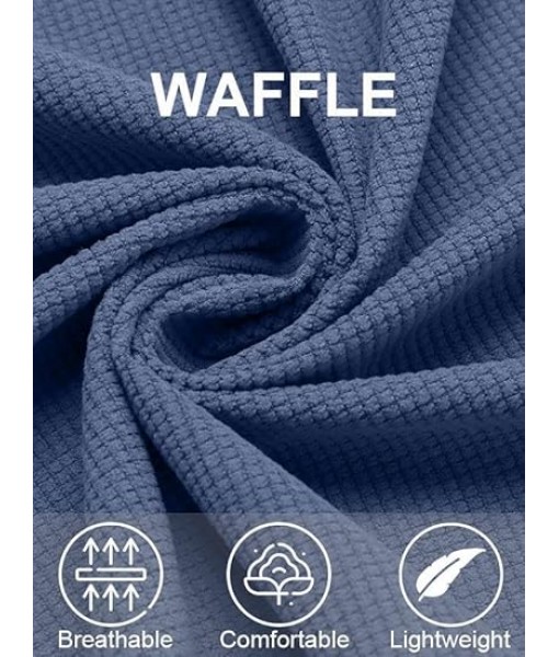 COOFANDY Men's Button Down Waffle Shirt Jacket Casual Long Sleeve Shacket Lightweight Overshirts with Flap Pockets