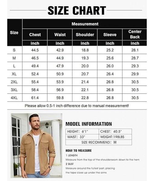 COOFANDY Men's Button Down Waffle Shirt Jacket Casual Long Sleeve Shacket Lightweight Overshirts with Flap Pockets