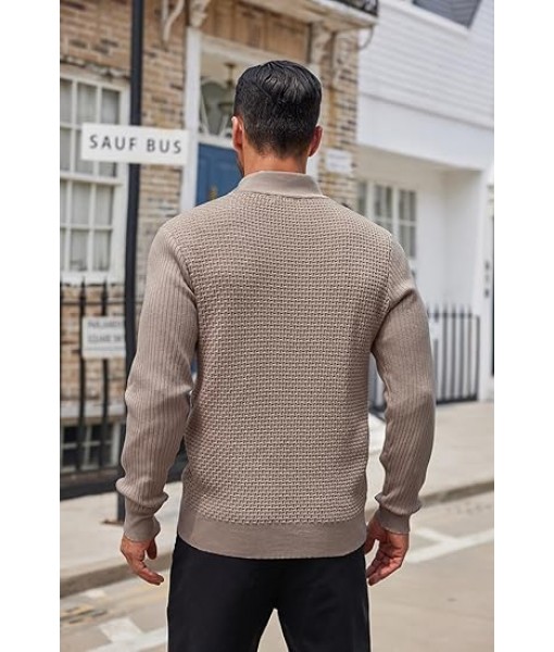 COOFANDY Men's Quarter Button Sweater Lightweight Mock Neck Pullover Sweater Fashion Casual Knitted Henley Sweater