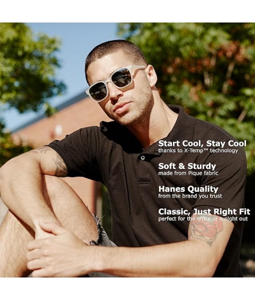 Hanes Men’s X-Temp Short Sleeve Polo Shirt, Midweight Men's Shirt