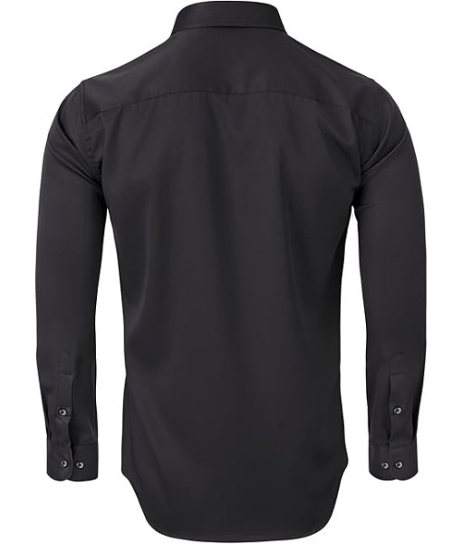 Alimens & Gentle Men's Dress Shirts Long Sleeve Wrinkle-Free Stretch Shirts Solid Formal Button Down Shirt with Pocket