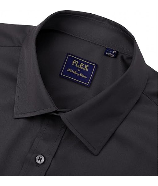 Alimens & Gentle Men's Dress Shirts Long Sleeve Wrinkle-Free Stretch Shirts Solid Formal Button Down Shirt with Pocket