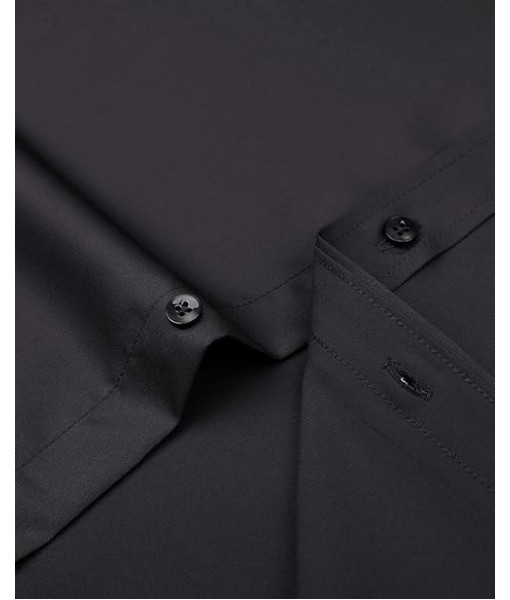 Alimens & Gentle Men's Dress Shirts Long Sleeve Wrinkle-Free Stretch Shirts Solid Formal Button Down Shirt with Pocket