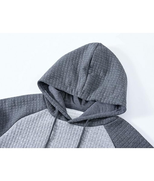 Yundobop Men's Pullover Hoodies Plaid Jacquard Long Sleeve Drawstring Hipster Casual Hooded Sweatshirts with Kanga Pockets